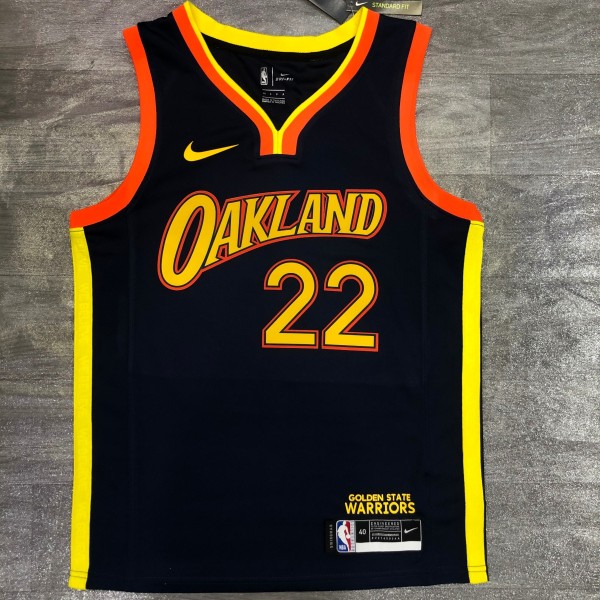 Golden State Warriors  V-neck Black City  Edition #22 WIGGINS 1:1 Quality NBA Season Jerseys 2021