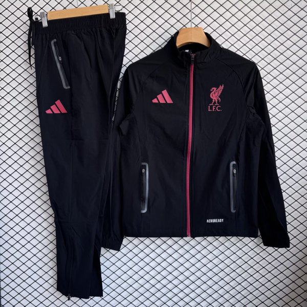 Liverpool Windbreaker Sets With pants  Black 1:1 Quality Soccer Jersey  25-26