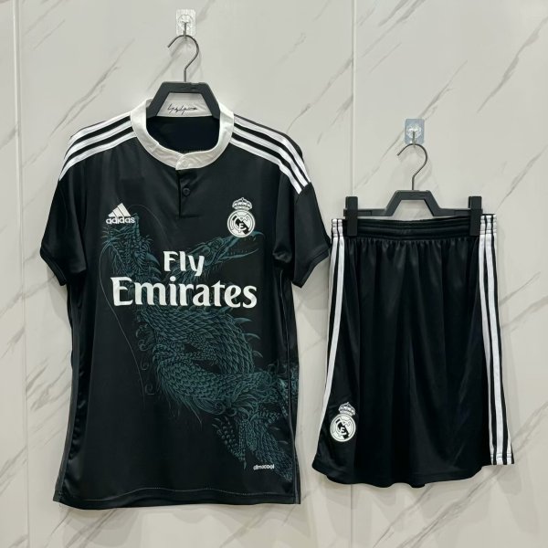 Retro  Real Madrid Third  Away Black Kits Suit 1:1 Quality Soccer Jersey   2014-2015
