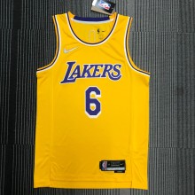 Los Angeles Lakers 75 Year  Yellow #6 JAMES 1:1 Quality NBA Season Jerseys 2022
