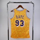 Los Angeles Lakers BAPE×M&N Yellow #93  BAPE 1:1 Quality NBA  Season Jerseys