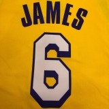 Los Angeles Lakers yellow V-Neck  6 JAMES NBA Jerseys
