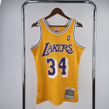 Retro Los Angeles Lakers Yellow #34 O'NEAL  1:1 Quality NBA Season Jerseys 1996-1997