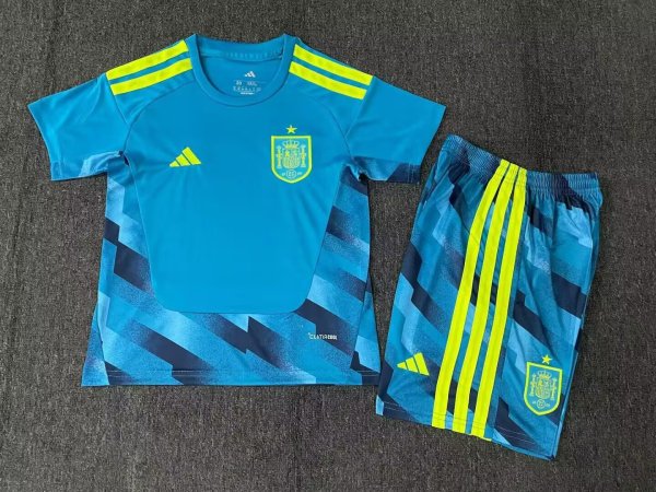 Spain Goalkeeper  Kids Fans 1:1 Quality Soccer Jersey 26-27（2026）