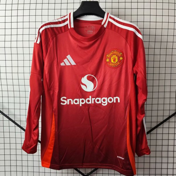 Manchester United Home Long Sleeve fans 1:1 Quality Soccer Jersey    24-25