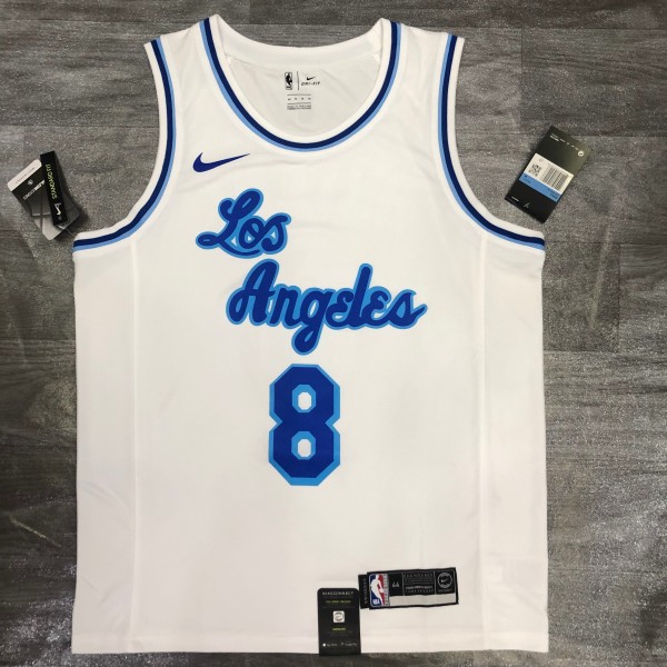 Los Angeles Lakers Kobe #8 BRYANT  White Retro  Latin NBA Jersey