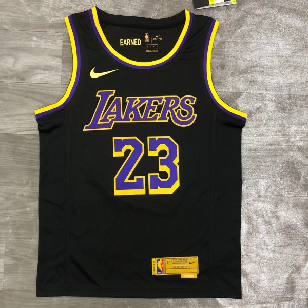 Los Angeles Lakers  Reward Edition Black 23 James  round neck   1:1 Quality NBA Season Jerseys 2021
