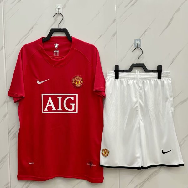 Retro  Manchester United Home Kits Suit  1:1 Quality Soccer Jersey 2007-2008