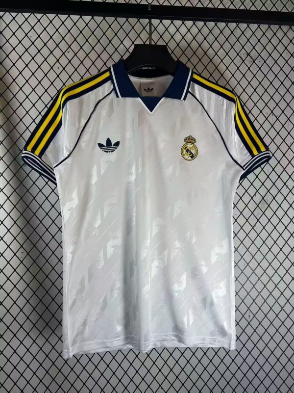 Retro Real Madrid  Polo Fans White 1:1 Quality Soccer Jersey  25-26