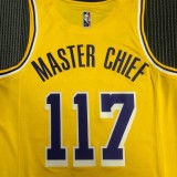 Los Angeles Lakers 75 Year YELLOW #117 MASTER CHIEF 1:1 Quality NBA Season Jerseys