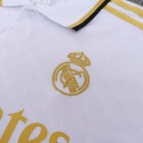 Real Madrid  Polo Retro Fans White stripe inkjet 1:1 Quality Soccer Jersey  25-26
