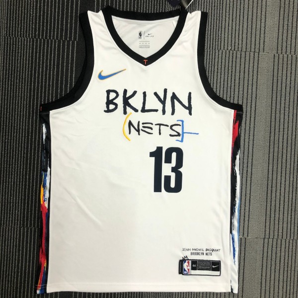 Brooklyn Nets City Edition Graffiti White #13 HARDEN 1:1 Quality NBA  Season Jerseys 2021
