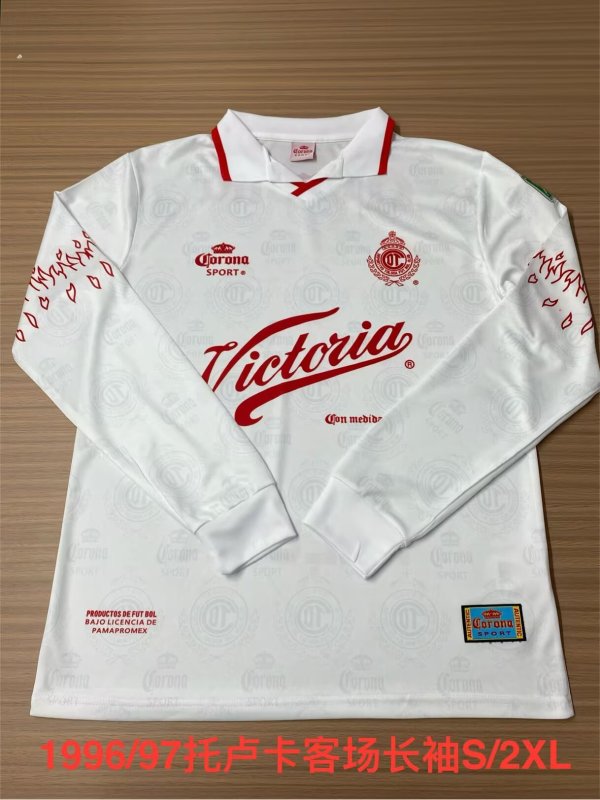 Retro Toluca  Away Long Sleeve 1:1 Quality Soccer Jersey 1996-1997
