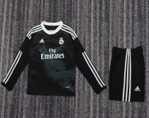 Retro Real Madrid Third Away Kids  Black Long Sleeve  1:1 Quality Soccer Jersey    2014-2015