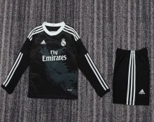 Retro Real Madrid Third Away Kids  Black Long Sleeve  1:1 Quality Soccer Jersey    2014-2015