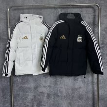 Argentina Windbreaker  Cotton clothing Jacket Black  White 1:1 Quality Soccer Jersey  25-26