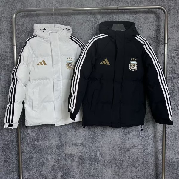Argentina Windbreaker  Cotton clothing Jacket Black  White 1:1 Quality Soccer Jersey  25-26