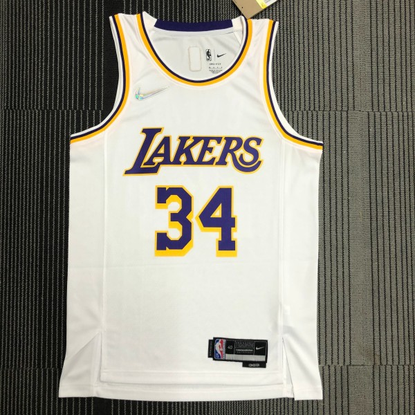 Los Angeles Lakers  75 Year  White #34 O'NEAL   1:1 Quality NBA Season Jerseys 2022