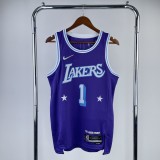 Los Angeles Lakers City Edition Pruple #1 RUSSELL 1:1 Quality NBA Season Jerseys  2022