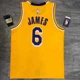 Los Angeles Lakers yellow Round-Neck  6 JAMES NBA Jerseys