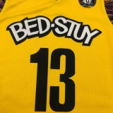 Brooklyn Nets Commemorate Edition Yellow #13 HARDEN  1:1 Quality NBA  Season Jerseys 2020