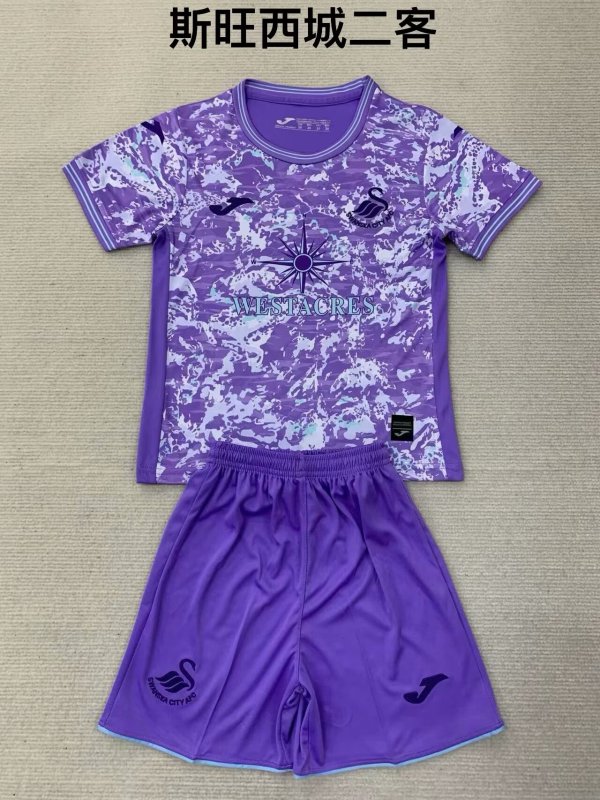 Swansea City third away kids 1:1 Quality Soccer Jersey  24-25