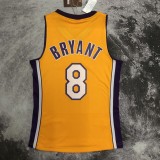 Los Angeles Lakers Yollow  Kobe  #8 BRYANT V-neck  1:1 Quality NBA Season Jerseys  1999-2000