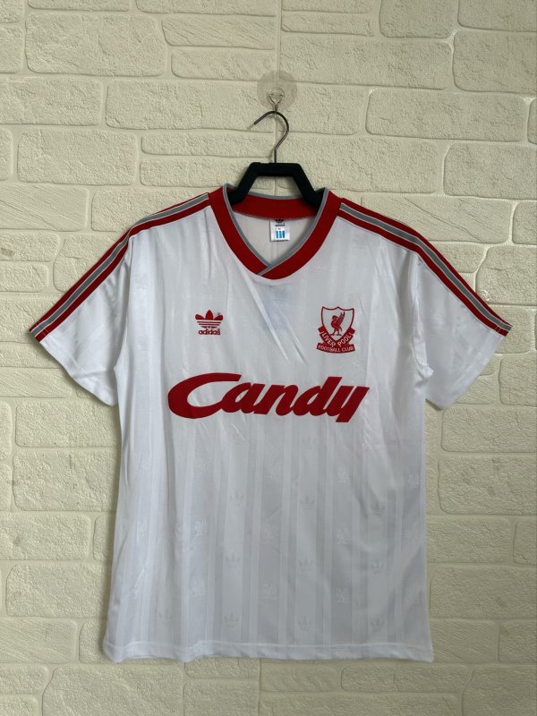 Retro Liverpool away white  1:1 Quality Soccer Jersey  1988-1989