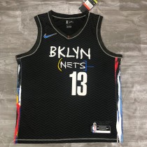 Brooklyn Nets City Edition graffiti Black #13 HARDEN 1:1 Quality NBA  Season Jerseys 2021