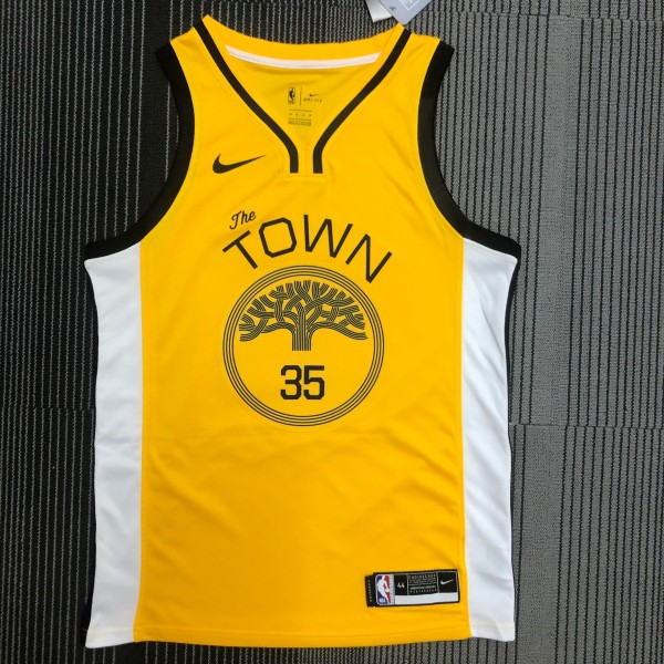 Golden State Warriors Yellow V-Neck Reward Edition #35 DURANT 1:1 Quality NBA Season Jerseys  2018