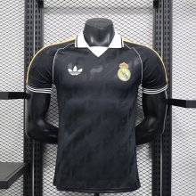 Retro Real Madrid  Polo Fans Black 1:1 Quality Soccer Jersey  25-26