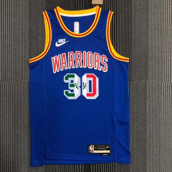 Golden State Warriors Blue Mexico Retro #30 CURRY 1:1 Quality NBA Season Jerseys
