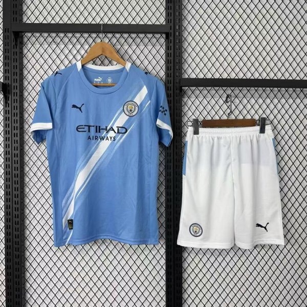 Manchester City Home With Pants Sets  fans 1:1 Quality Soccer Jersey   25-26