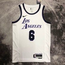 Los Angeles Lakers City Edition White #6 James  round neck   1:1 Quality NBA Season Jerseys  2023