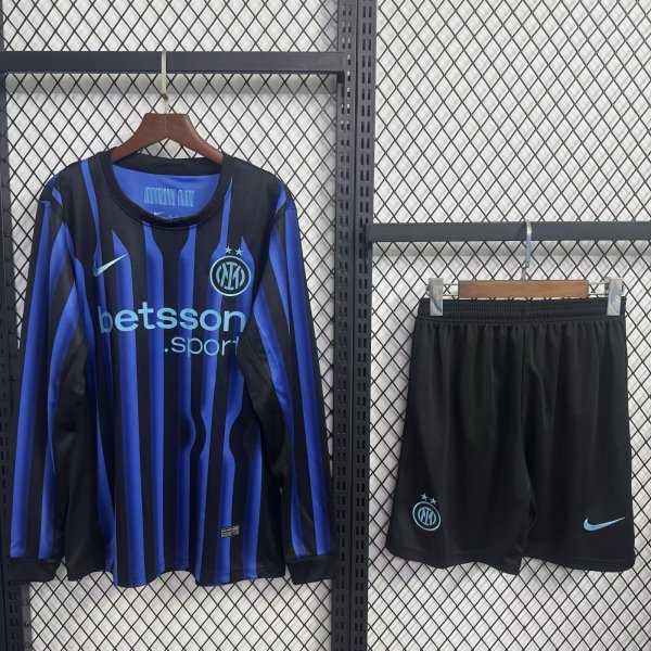 Inter Milan Home Long With Pants Sets Fans  1:1 Quality Soccer Jersey   25-26