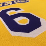 Los Angeles Lakers yellow Round-Neck  6 JAMES NBA Jerseys