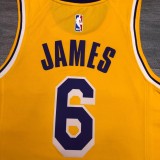 Los Angeles Lakers yellow Round-Neck  6 JAMES NBA Jerseys