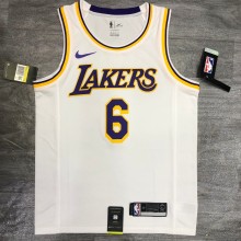 Los Angeles Lakers  White Round Neck #6 JAMES NBA Jerseys