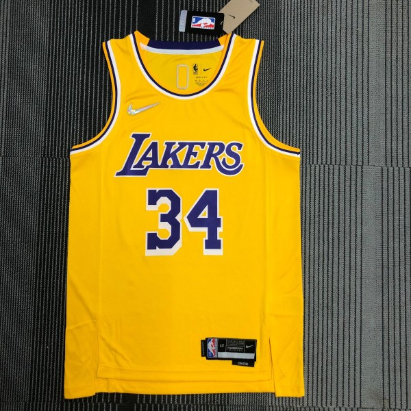 Los Angeles Lakers  75 Year  Yellow #34 O'NEAL   1:1 Quality NBA Season Jerseys 2022