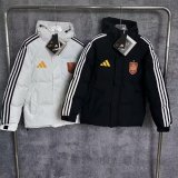 Spain Windbreaker  Cotton clothing Jacket Black  White 1:1 Quality Soccer Jersey  25-26