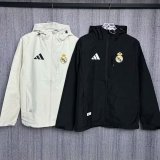 Real Madrid  Windbreaker  Interchange Jacket Black  White 1:1 Quality Soccer Jersey  25-26