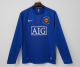 Retro  Manchester United UEFA Champions League Away Long Sleeve 1:1 Quality Soccer Jersey  2008-2009
