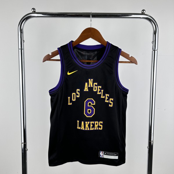Los Angeles Lakers Kids City Edition Black  #6 James 1:1 Quality NBA  Season Jerseys  2026
