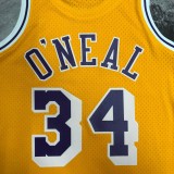 Retro Los Angeles Lakers Yellow #34 O'NEAL  1:1 Quality NBA Season Jerseys 1996-1997
