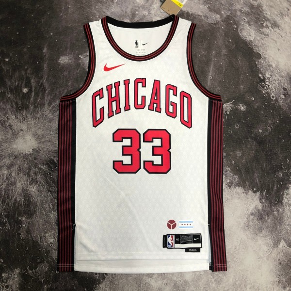 Chicago Bulls City Edition  White  #33 PIPPEN 1:1 Quality NBA  Season Jerseys  2023
