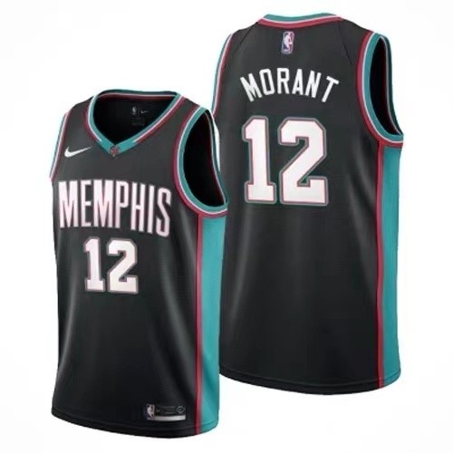 Memphis Grizzlies Retro Black #12 MORANT 1:1 Quality NBA Jerseys 2021