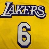 Los Angeles Lakers yellow 6 James with star  NBA Jerseys