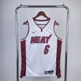 Miami Heat White City Edition 6 James  V-neck  NBA Jerseys