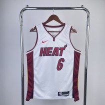 Miami Heat White City Edition 6 James  V-neck  NBA Jerseys