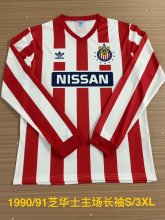 Retro   Chivas Home Long sleeve 1:1 Quality Soccer Jersey   1990-1991